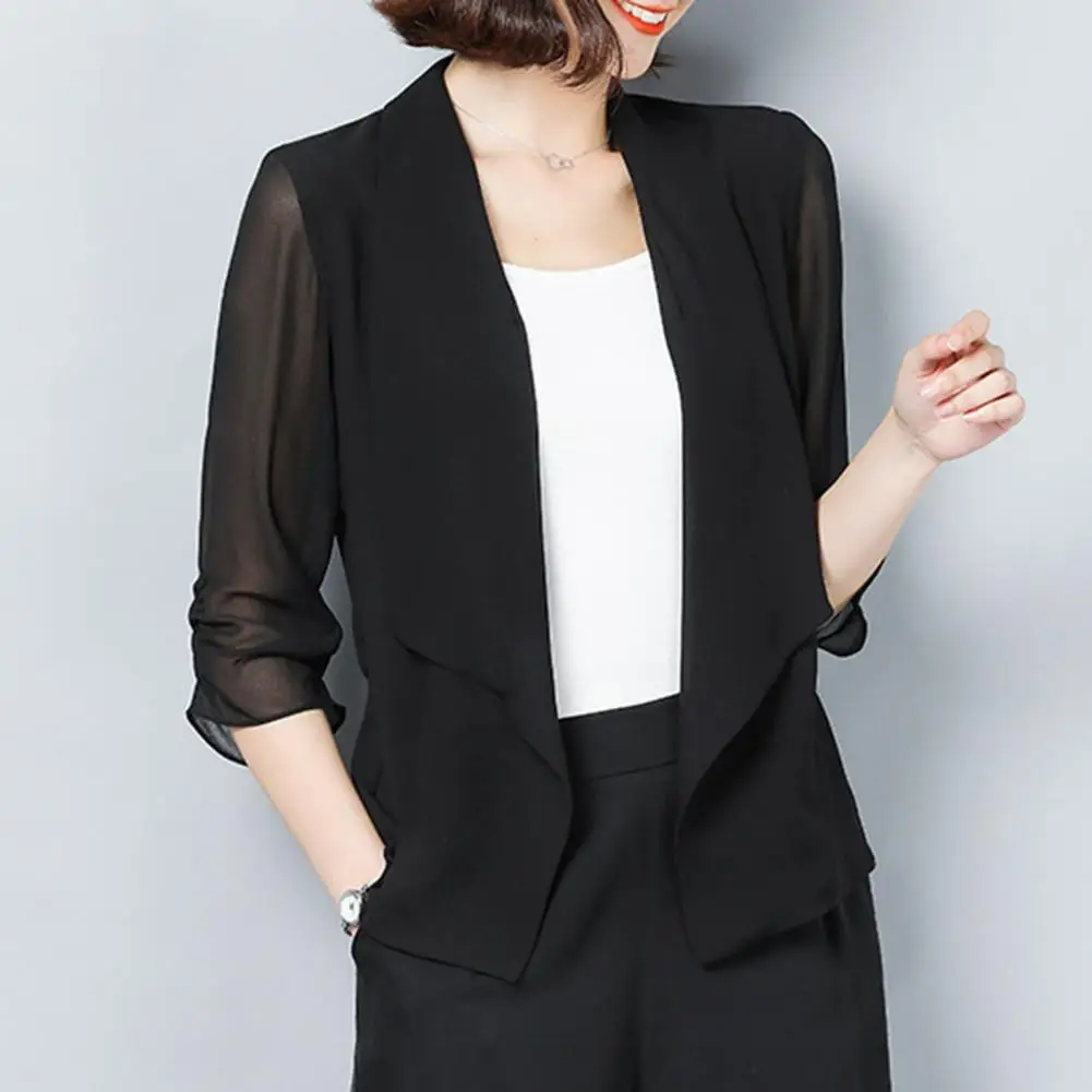 

Women Jacket Chic Women's Business Blazers Loose Fit Three Quarter Sleeves Soft Lapels for A Professional Stylish Look Women