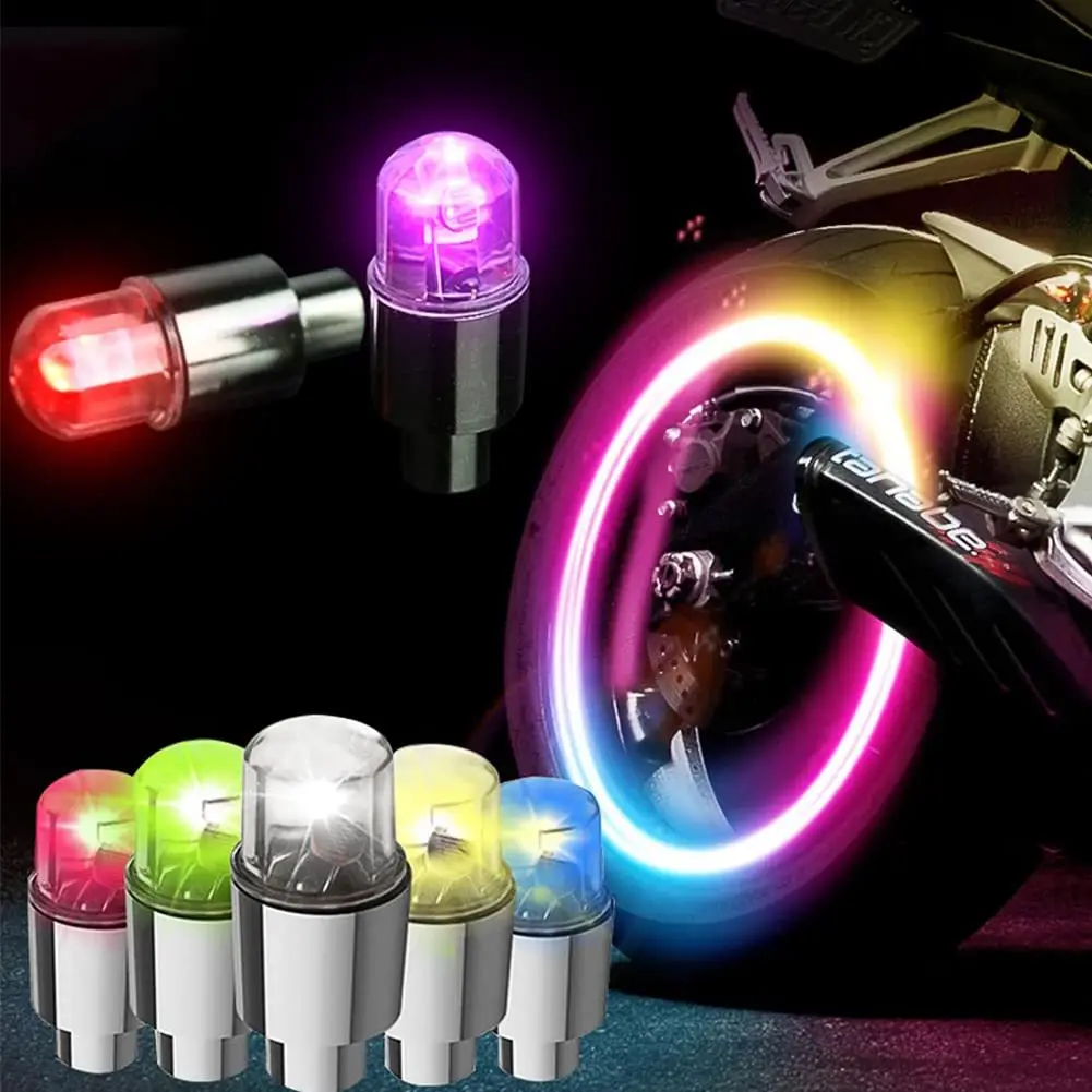 2/4Pcs Car Hub Ambient Light Bicycle LED Tire Lights Universal Car Neon Lamp Valve Cover Lights Tire Colorful Flashing BulbDecor image 3