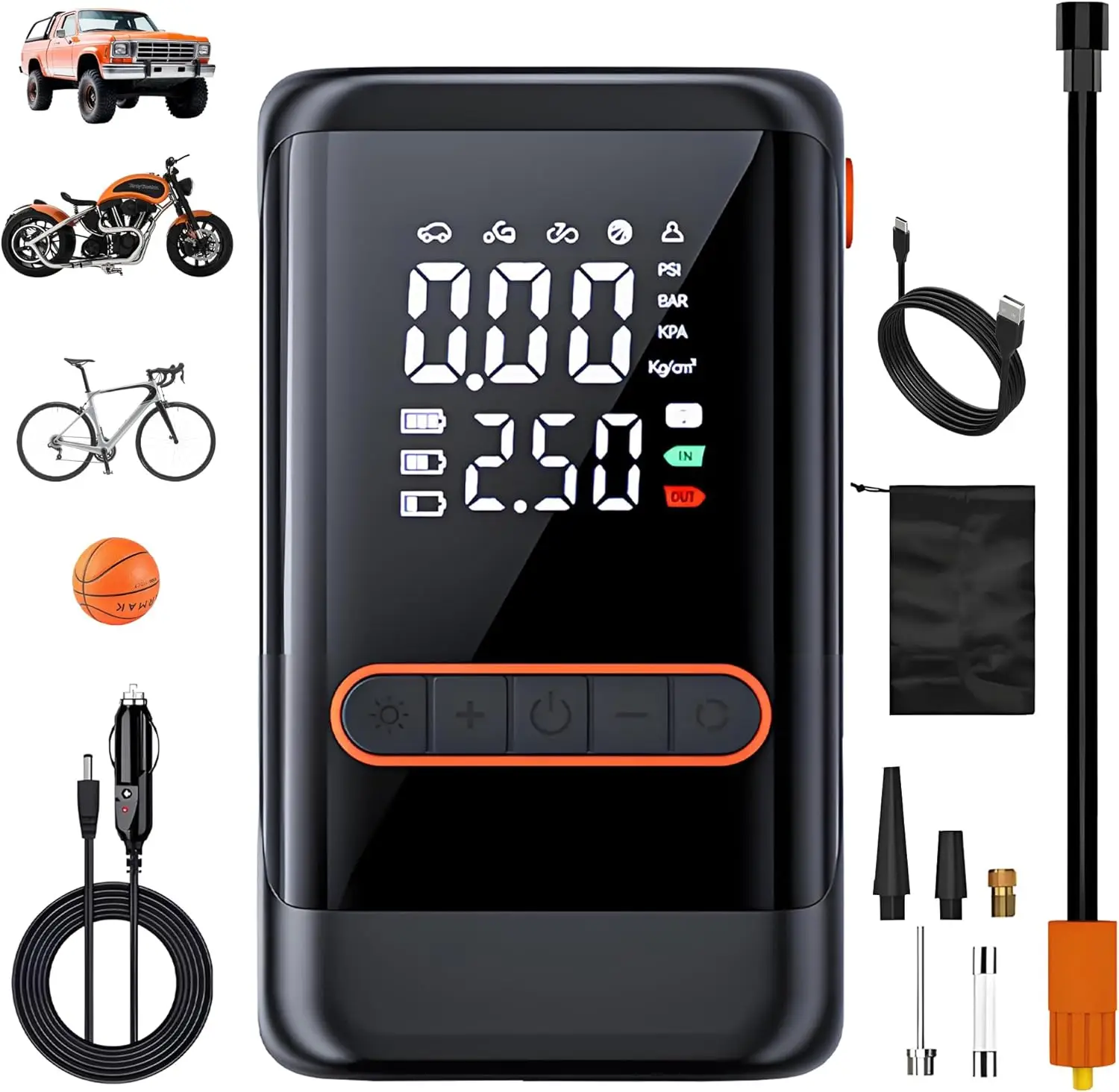 

Portable Tire Inflator 150PSI Digital Air Pump with Auto Shutdown