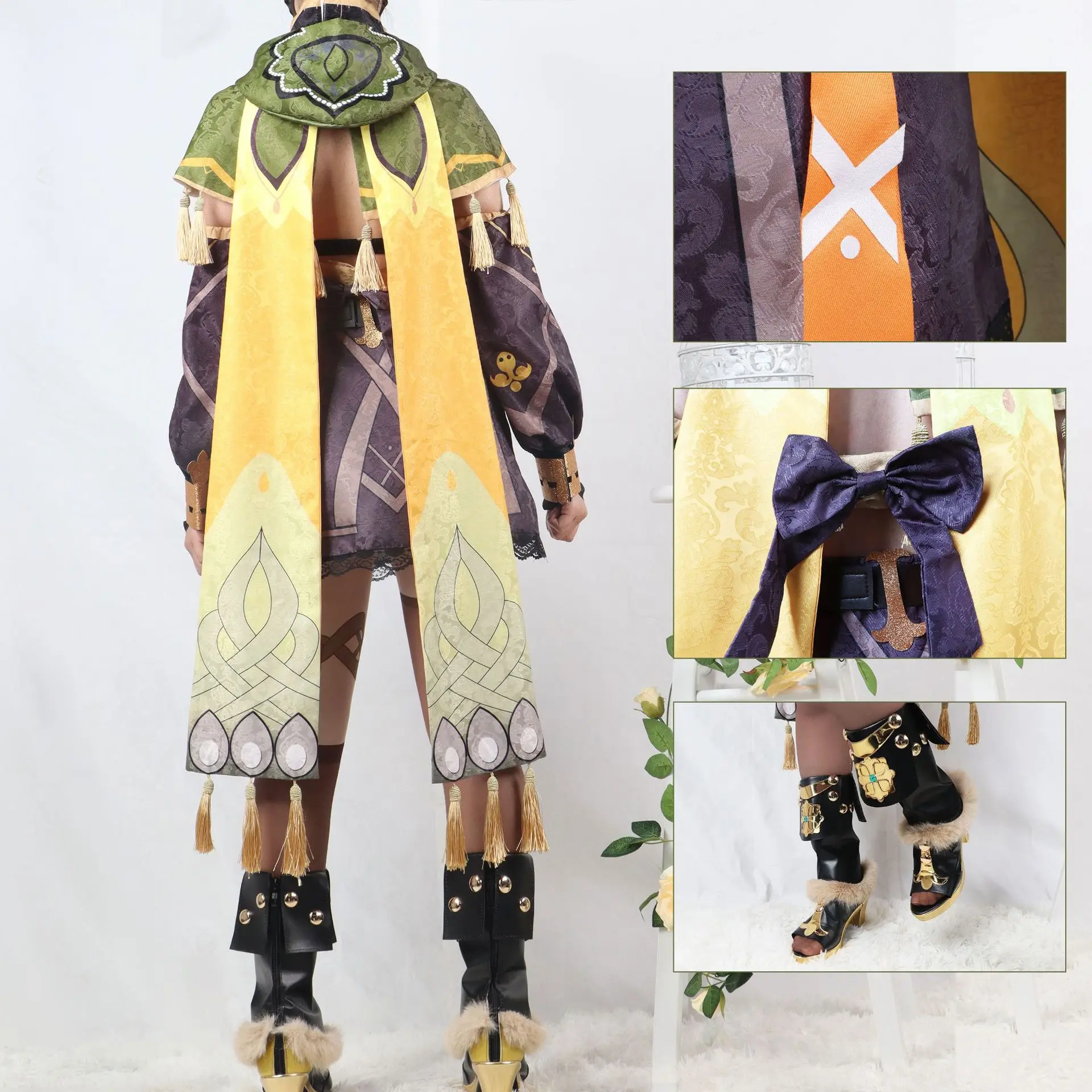 Genshin Impact Collei Cosplay Fantasias, Sumeru Dendro, Avidya, Guarda Florestal, Estagiário Collei, Vestido, Meias, Peruca para Quadrinhos, Jogo