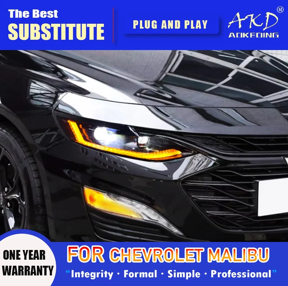 

AKD Head Lamp for Chevrolet Malibu XL LED Headlight 2019-2022 Headlights DRL Turn Signal High Beam Angel Eye Projector Lens