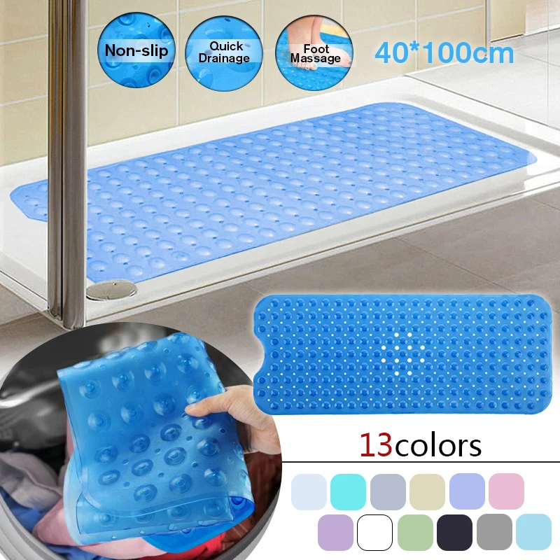 

Extra Long Anti Slip Bath Tub Mat Bathroom Shower Mat Transparent Antibacterial Machine Washable Anti-Mold Rubber Bath Mat