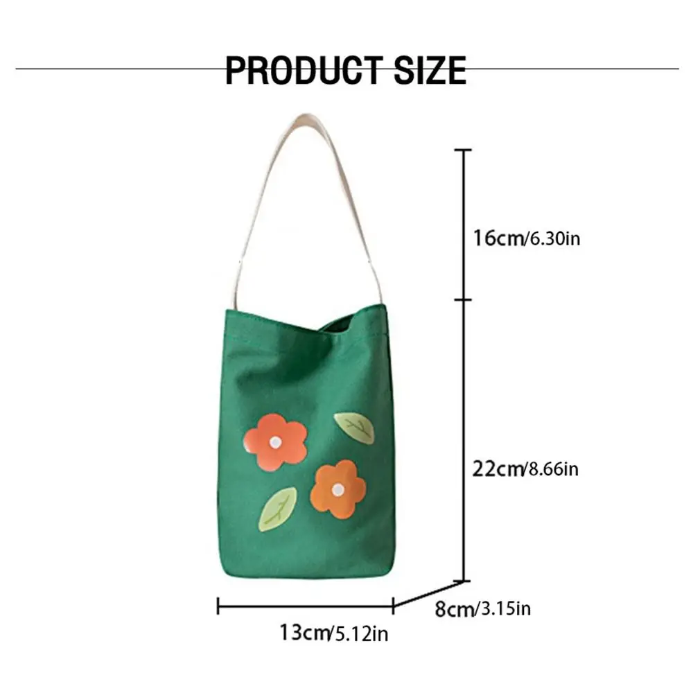 Print Flower Canvas Bucket Bag Simple Graffiti All-match Print Handbag Large Capacity Small Tote Bag Cloth Tote Bag Outdoor