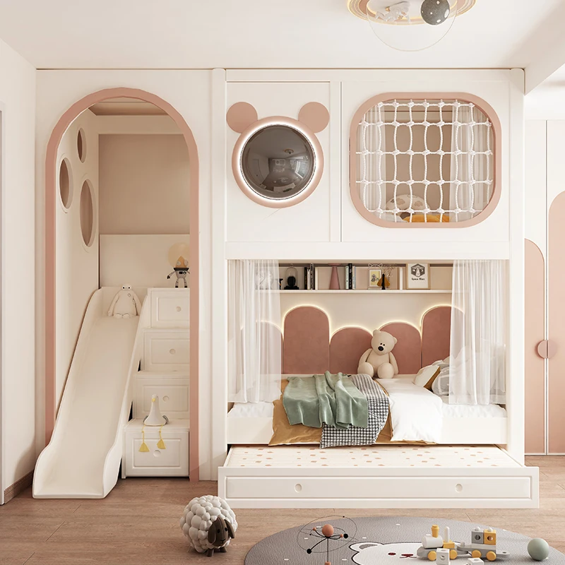 Modern Style Children Furniture Home Luxuce Nordic Loft Kids Beds Decker Guard Rails Custom Single Girls Children Bed Save Space