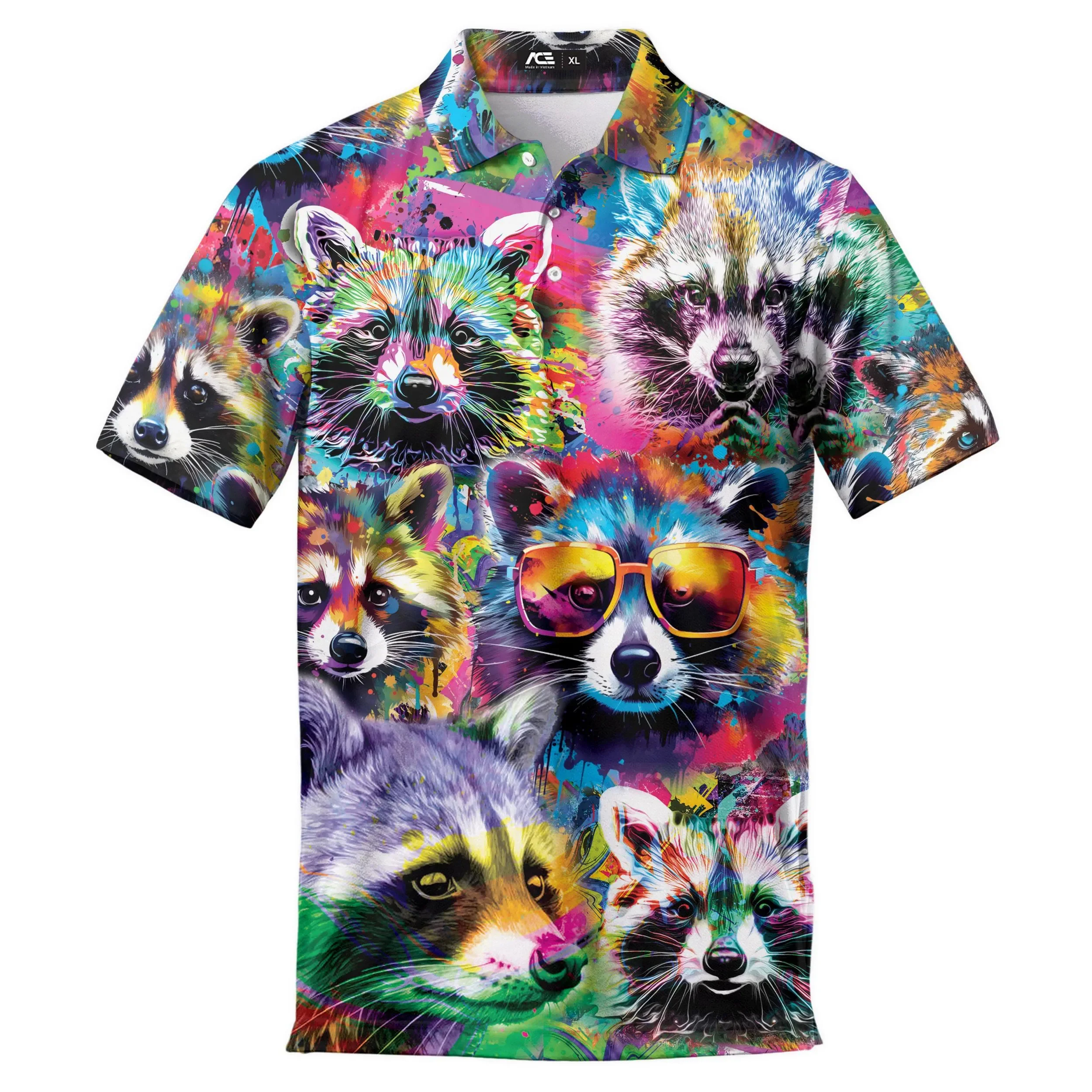 2025 Funny Raccoon Pirate Polo Shirts For Men Golf Shirts For Men Vintage Racoon Mens Polo Shirt Short Sleeve Button Up Shirt