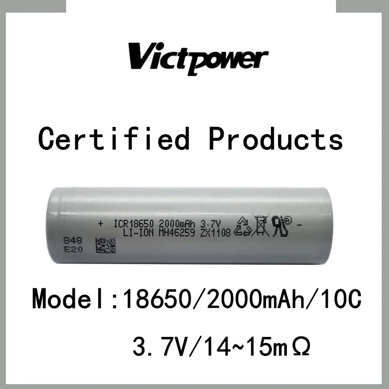 Wholesale Original 3.65V 3.7V ICR2000mAh 20A 10C Rechargeable Semi-solid State NCM 18650 Cylindrical Li-Ion Battery Cell Grade-A