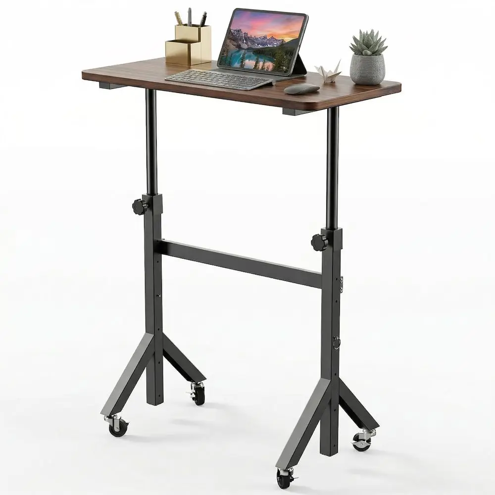

Small Standing Desk with Wheels, Mobile Stand Up Desk, Portable Standing Table on Wheels for Walking Pad, Rolling Computer Desk