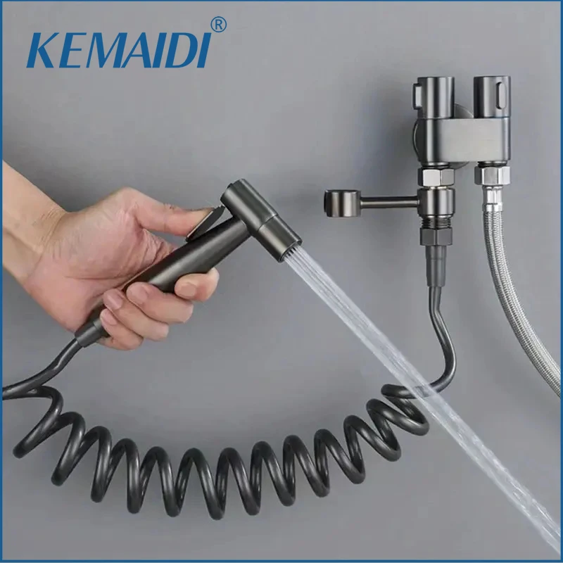 

KEMAIDI Handheld Toilet Bidet Faucet Set Sprayer Double Outlet Bidet Toilet Accessories Shower Self-Cleaning Bathroom Systerm
