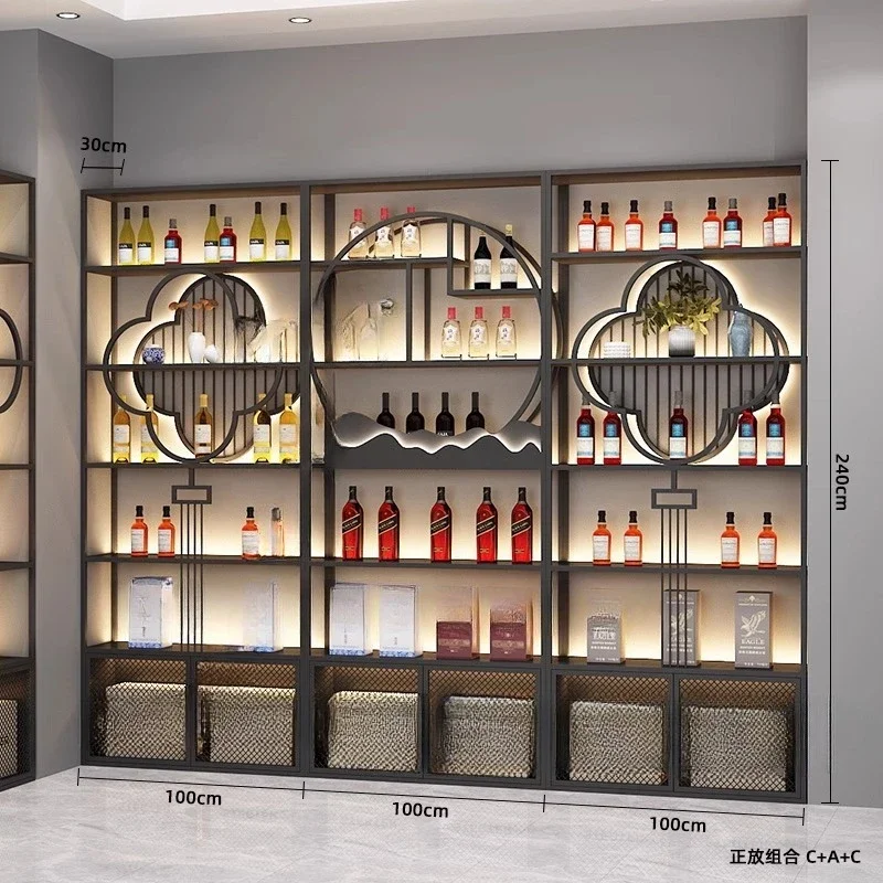 كابينة النبيذ الصينية الجديدة الفاخرة الخفيفة inet re d w ine Baijiu عرض المقصورة والأرضية ra ck الحديد المطاوع #5