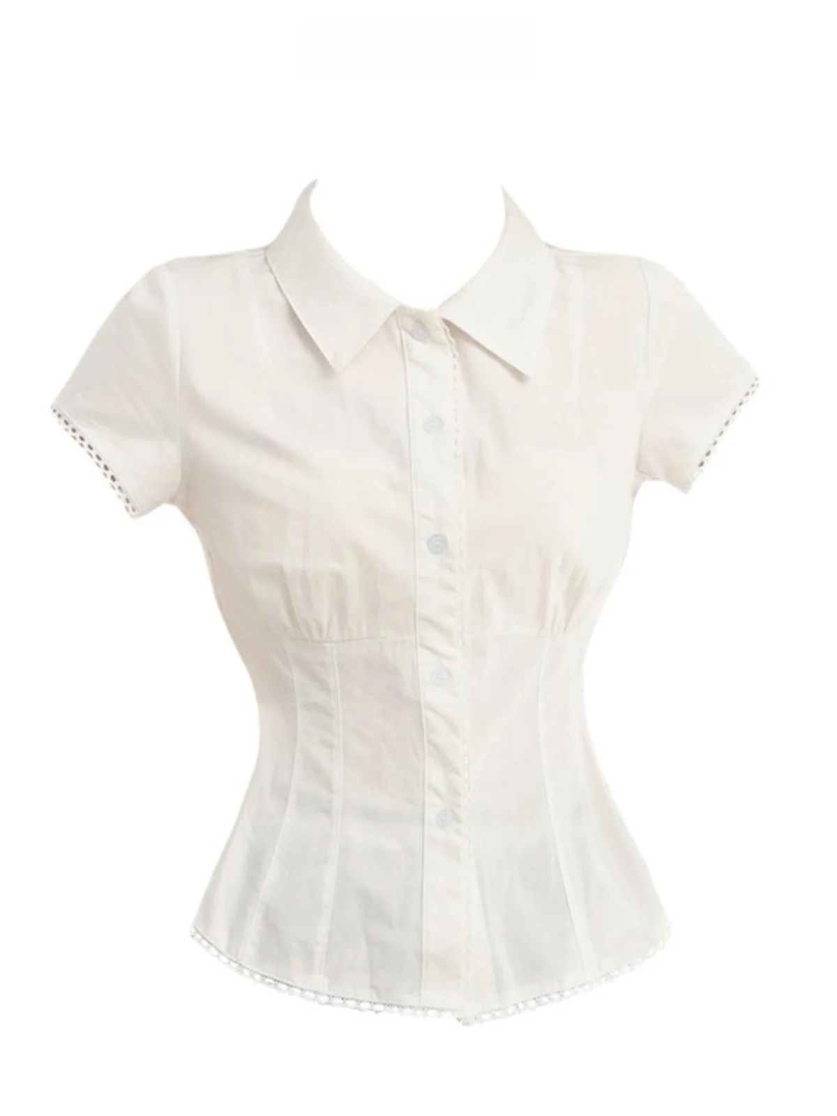 

Французская кружевная блузка с пэчворком, приталенная, с коротким рукавом, летняя, с открытыми плечами, маленький топ для женщин