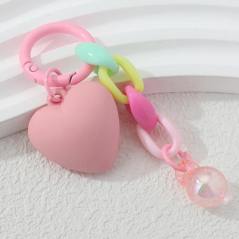 Handmade Heart Keychains Lovely Acrylic Love Plastic Link Key Rings For Women Men Friendship Gift Handbag Decoration Jewelry