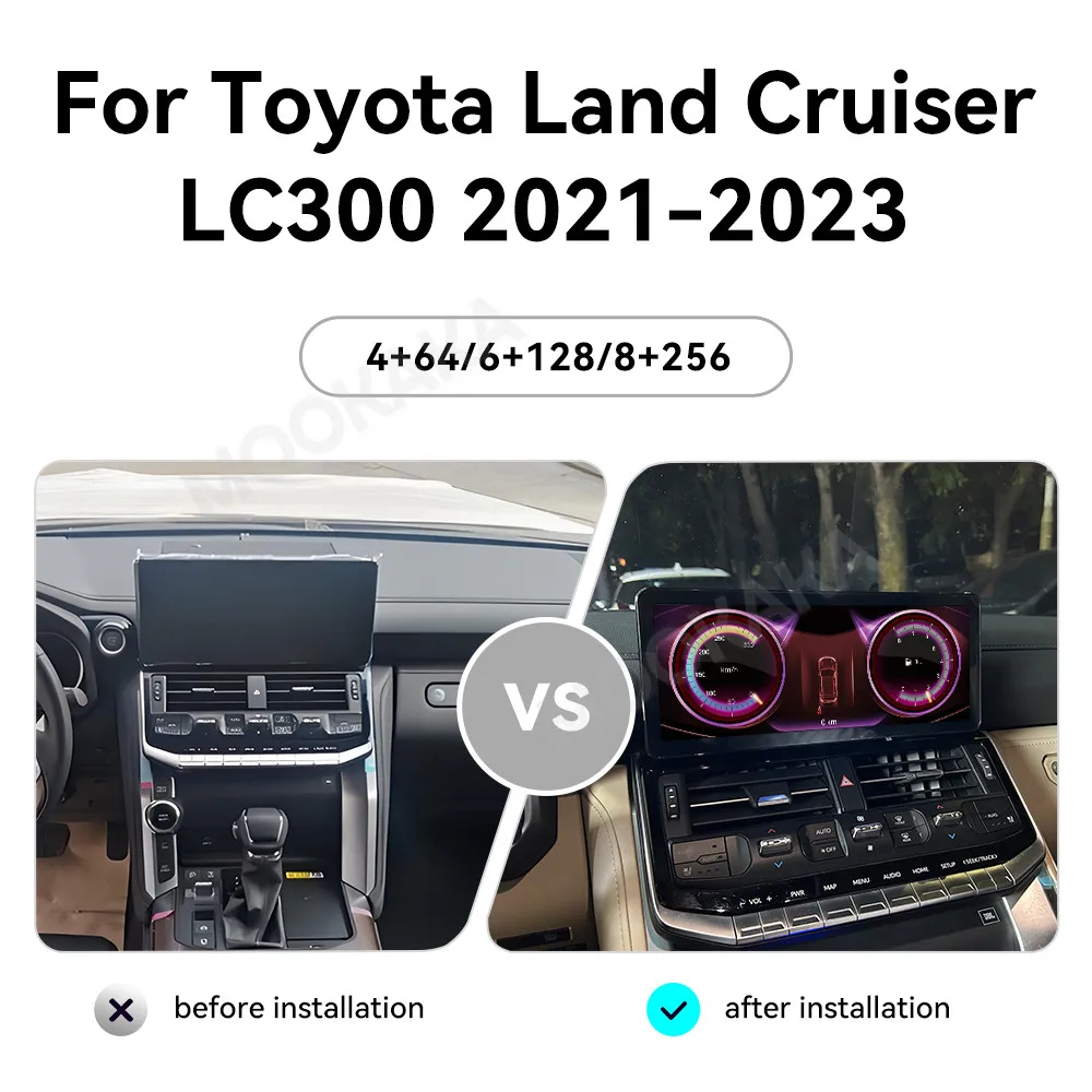 For Toyota Land Cruiser LC300 2021 2022 2023 Carplay Android 13 Auto Multimedia Player GPS Navigation Touch Screen Car Radio 4G