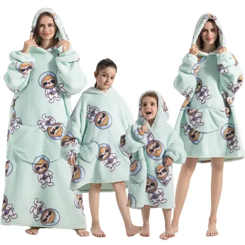Inverno quente flanela kigurumi pijamas crianças oversized hoodies crianças roupões de banho meninas roupões uma peça com capuz wearable tv cobertores