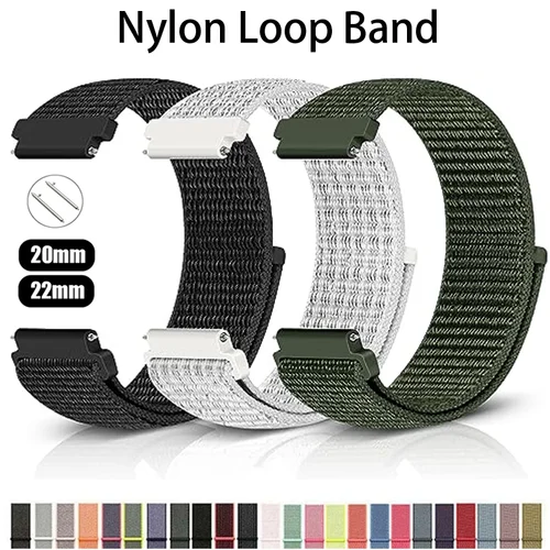 Imagen 1 del producto Bucle de nailon para Samsung Galaxy Watch 6 4 classic/5 Pro/active 2/Gear S3 Frontier Band 20mm/22mm pulsera huawei watch gt 4 correas