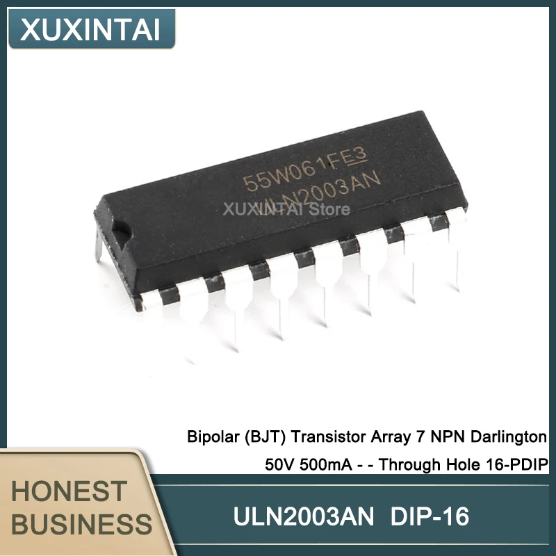 50Pcs/Lot New Original  ULN2003AN ULN2003 Bipolar (BJT) Transistor Array 7 NPN Darlington 50V 500mA - - Through Hole 16-PDIP