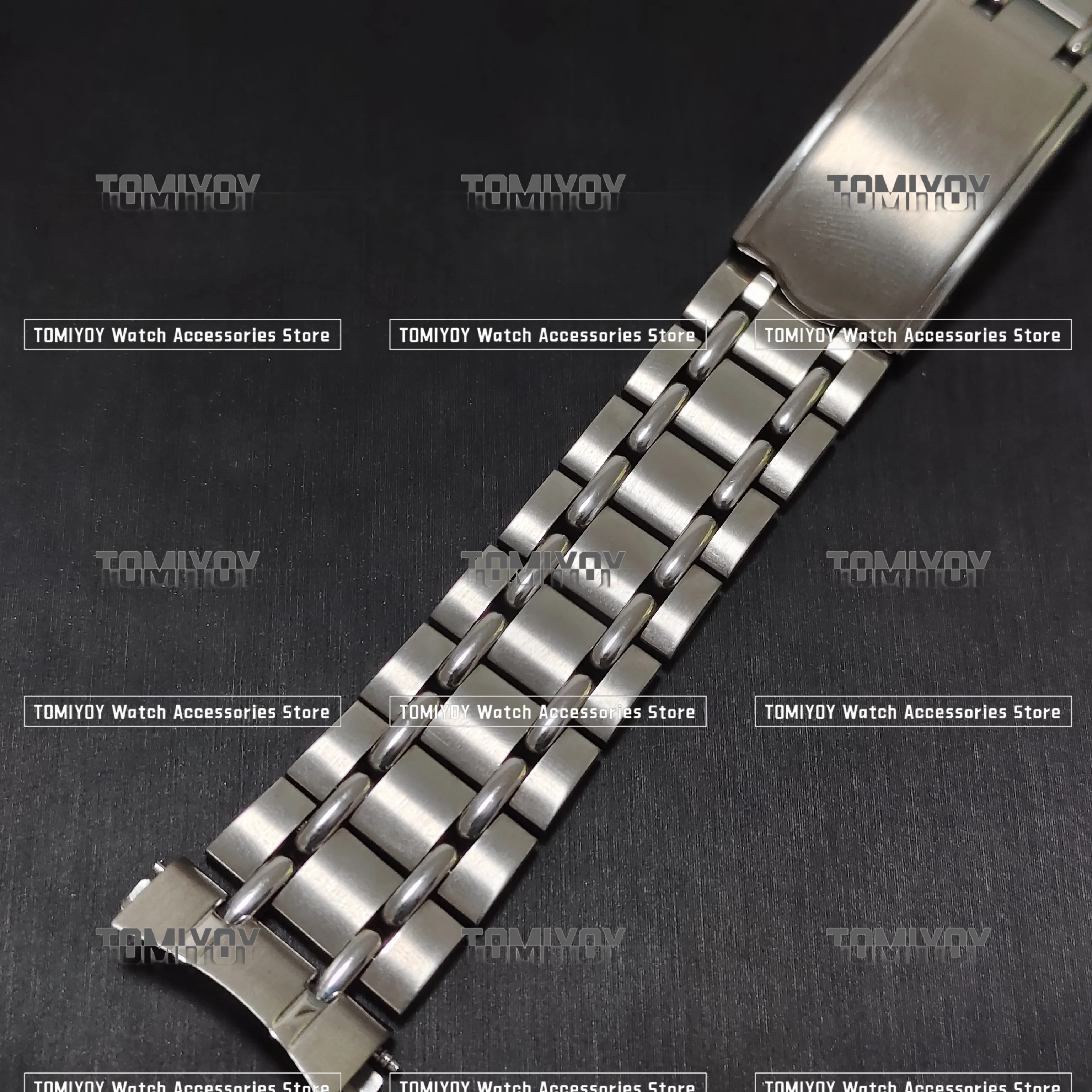 เหล็กเงินปลายโค้งแปรง jubilee นาฬิกา vintage สร้อยข้อมือ Fit สําหรับ Seiko 6139-6010 6012 6019 นาฬิกา