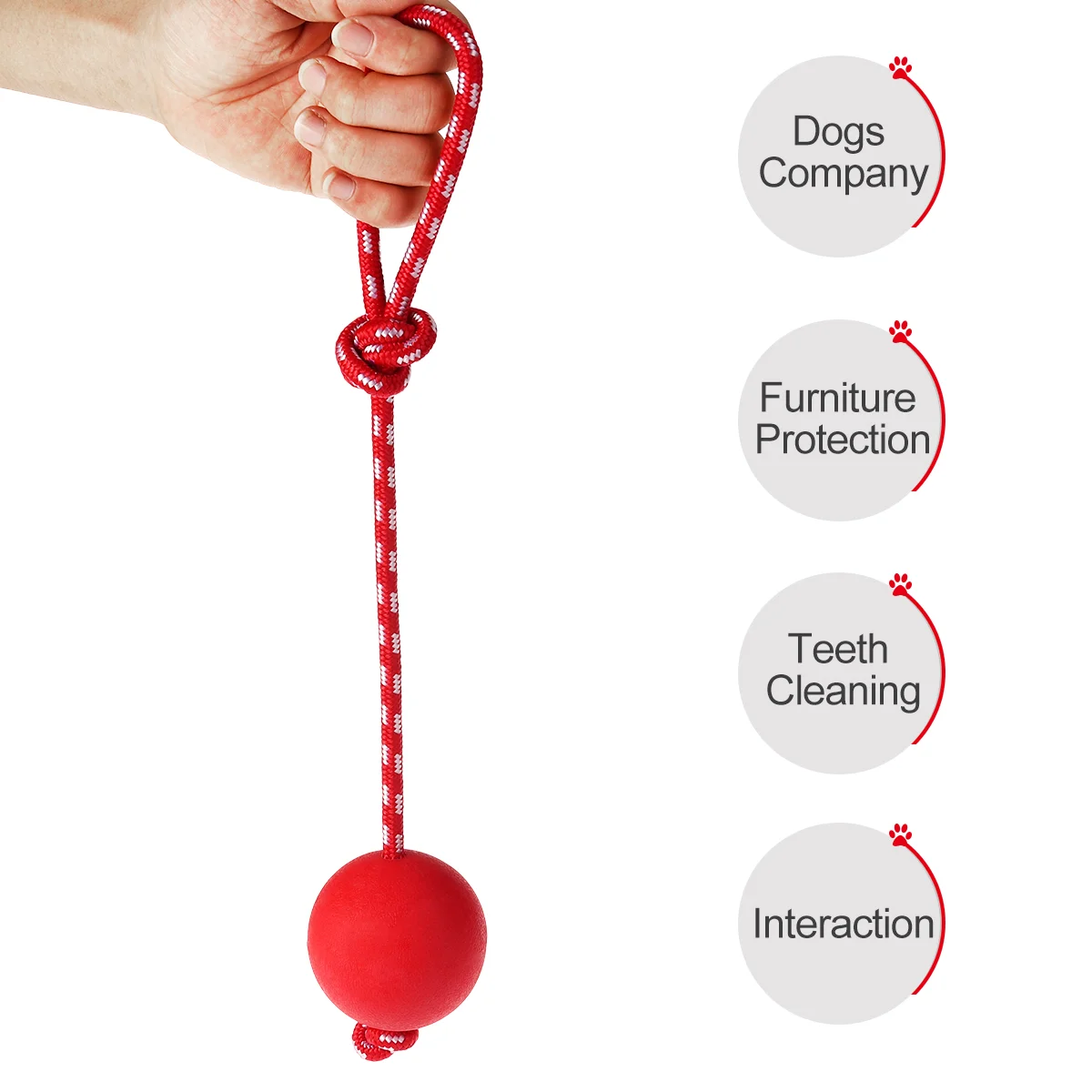 Safe Ergonomic Interactive Toy Dog Ball On String For Training Exercising Pets Solid Rubber Ball With Rope Launcher Thrower