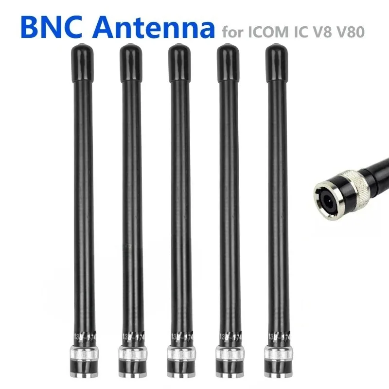 

5pcs BNC Radio Antenna VHF 136-174MHz for ICOM Radio IC-V8 IC-V80 IC-V82 IC-V85 IC-V80E V85E F3S VX200 VX500 Walkie Talkie