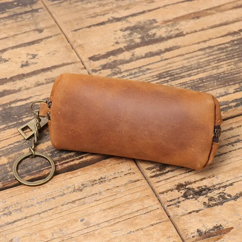 Genuine Leather Coin Purse Vintage Zipper Clutch Wallet Retro Credit Card Holder Card Case Women\'s Key Holder Organizer Pouch