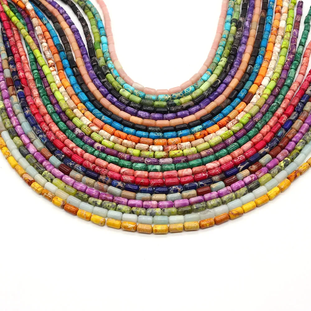Natural Stone Beads Colorful Emperor Stone Tube Shaped Beads Jewelry Making DIY Necklace Bracelet Accessory Gift 38cm