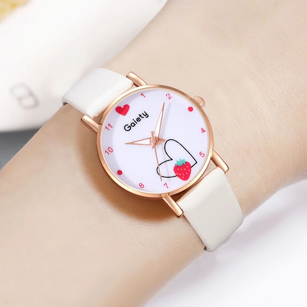 GAIETY Love Strawberry Arabic Digital Dial Watch Sweet Couple Casual Quartz Watch Is The Perfect Gift For Her (No Box)