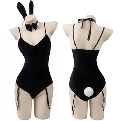 Bunny Girl Costumes Women Sexy Cosplay Lingerie Rabbit Uniform Underwear Velvet Bodysuit with Tail and Headband Role-playing