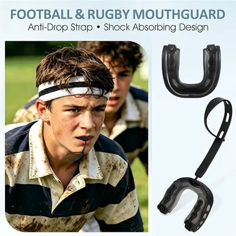 X08A Professional Sports Mouth Guard, 2 Pack Soft Mouthpiece For Football Players, Youth Edition Blue