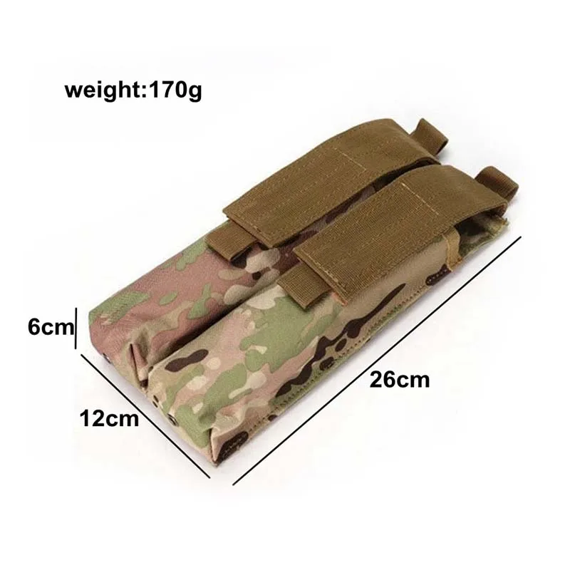 1000D Nylon P90 UMP45 Tactical Hunting Pouch Bag MOLLE Double Stack Magazine Ammo Carrier Mag Utility Case for Outdoor Sports