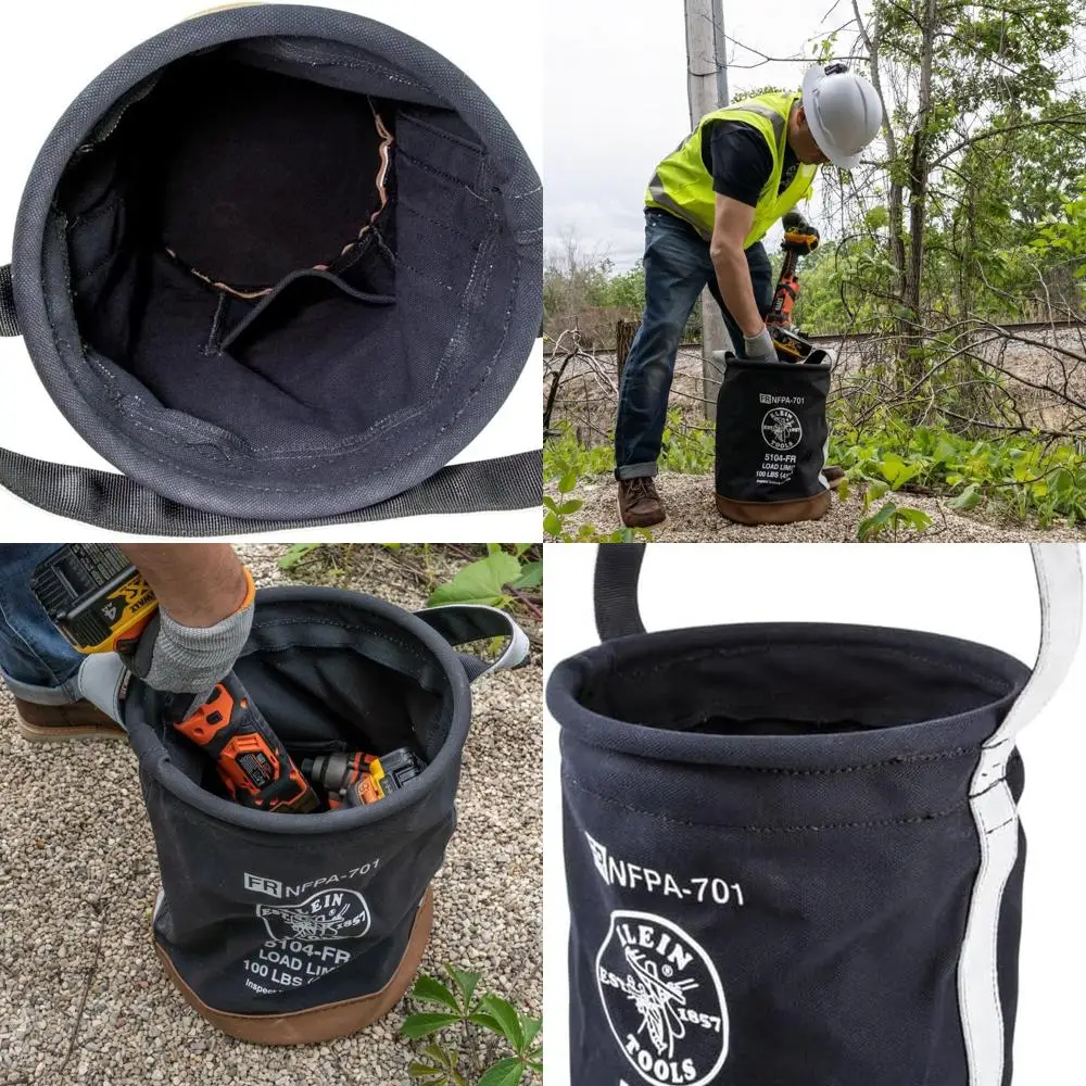 

Огнестойкое холщовое ведро для инструментов с усиленным дном, грузоподъемность 100 фунтов