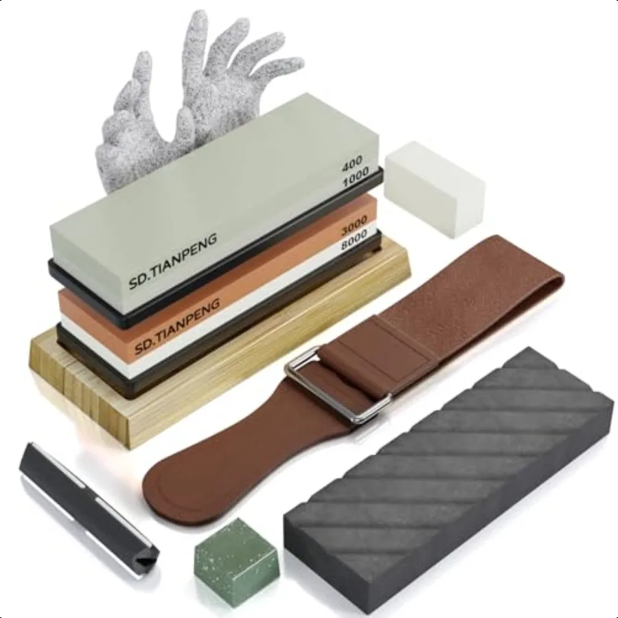 

Knife Sharpening Stone Dual Grit Whetstone 400 1000 3000 8000 Knife Sharpening Stone Set Tpstone Knife Sharpener Tool Easy to U