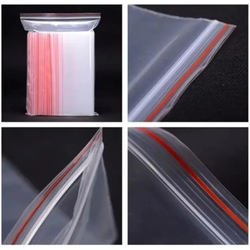 100/200Pcs Small Zip Lock Plastic Bags Reclosable Transparent Bag Vacuum Storage Bag Clear Bags Ziplock Food Storage Bags