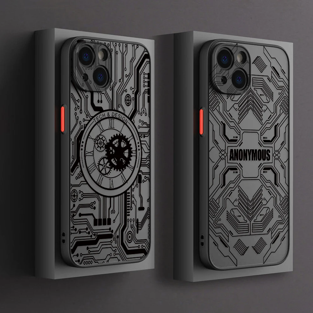 Hacker Mecha Circuit Phone Case for for Samsung Galaxy S25 S24 S23 S22 S21 Ultra Plus 5G FE Matte Clear Hard Cover