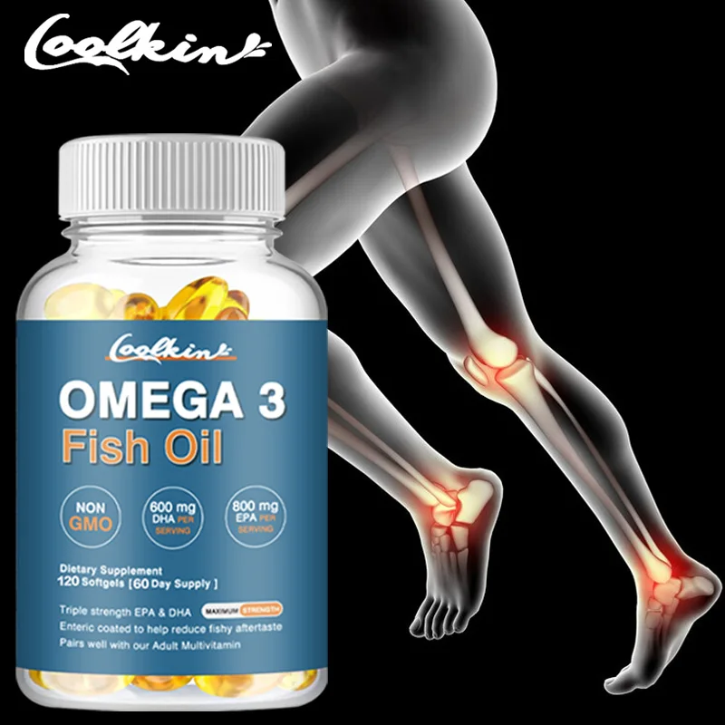 Omega 3 Fish Oil Supplement with Essential Fatty Acid Combination of EPA and DHA, Triple Strength Wild Fish Oil Capsules