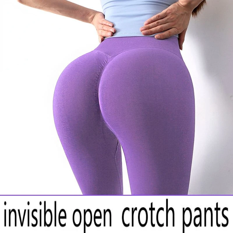 

Invisible open-backed pants Europe and the United States sports fitness pants women's high waist peach hip yoga pants