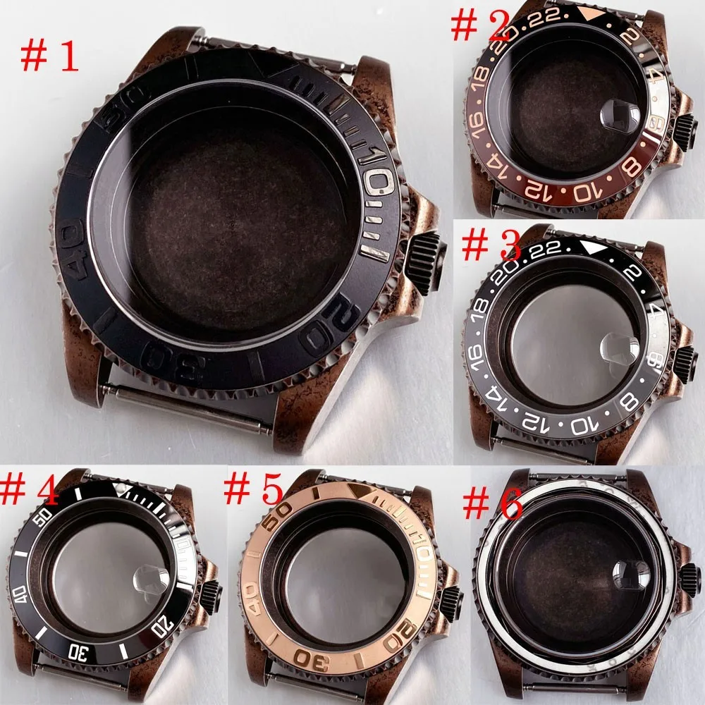 40mm Sapphire Watch Case Copper Colour  Plated fit Japan NH34 NH35 NH36 2824 Case Replacement Part120 Click Bezel