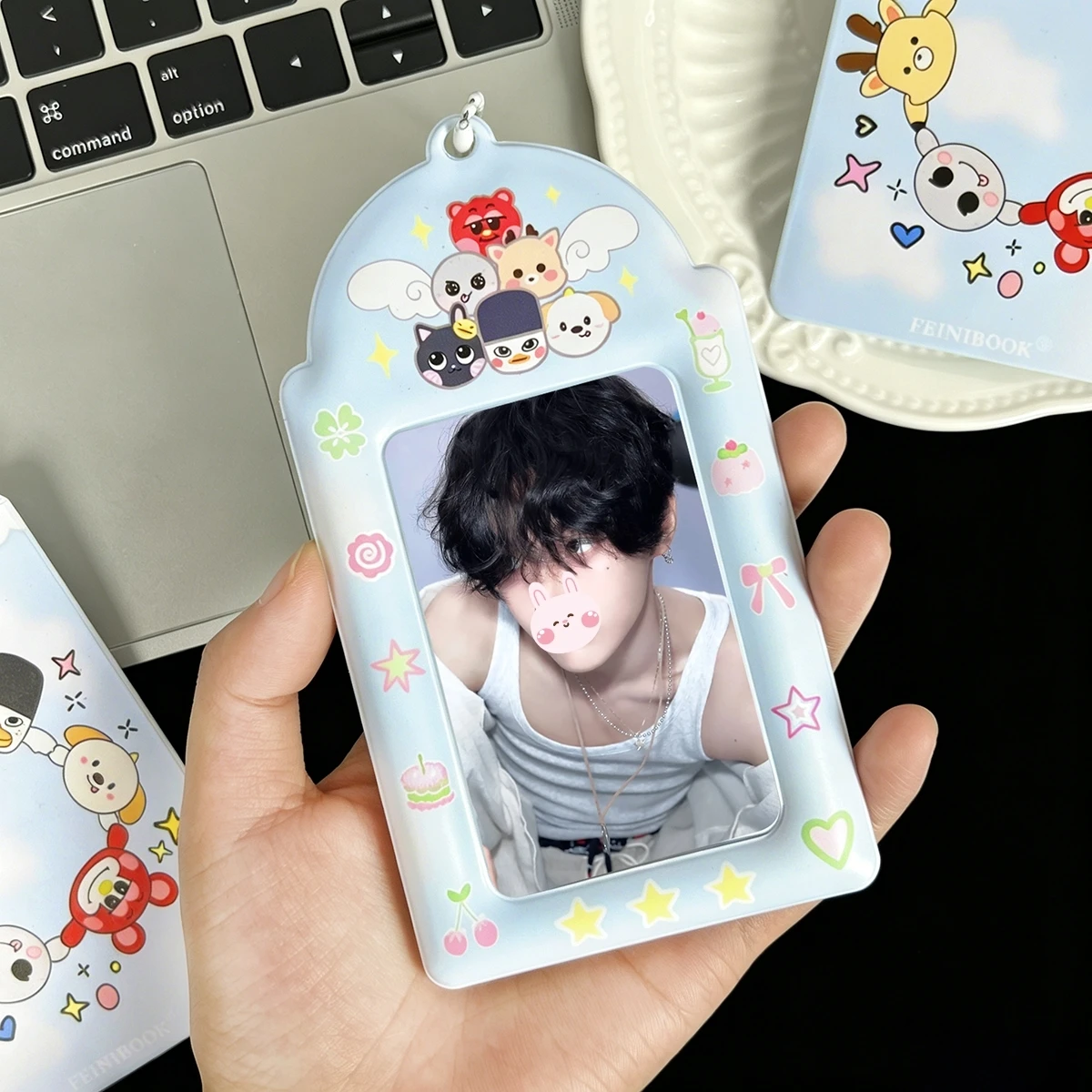 1Pc Cute Cartoon Animal Card Holder, Ice Cream Animal Card Holder, K-Pop Idol Animal Photo Card Holder, Idol Fan Card Storage, Idolme, Made of Pu Material, Suitable for 3-3.5inch Mini Photo Cards, Polaroid Photo Cards,