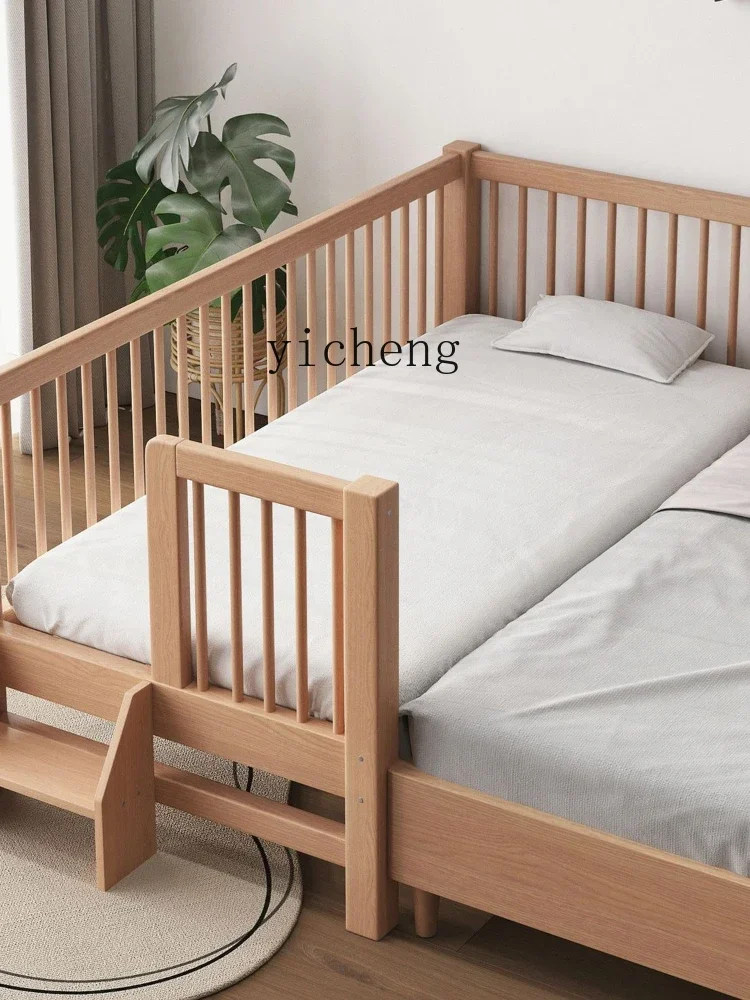 YY cama de bebé de madera maciza para niños y niñas, cama de princesa, cama individual, cama de empalme para niños