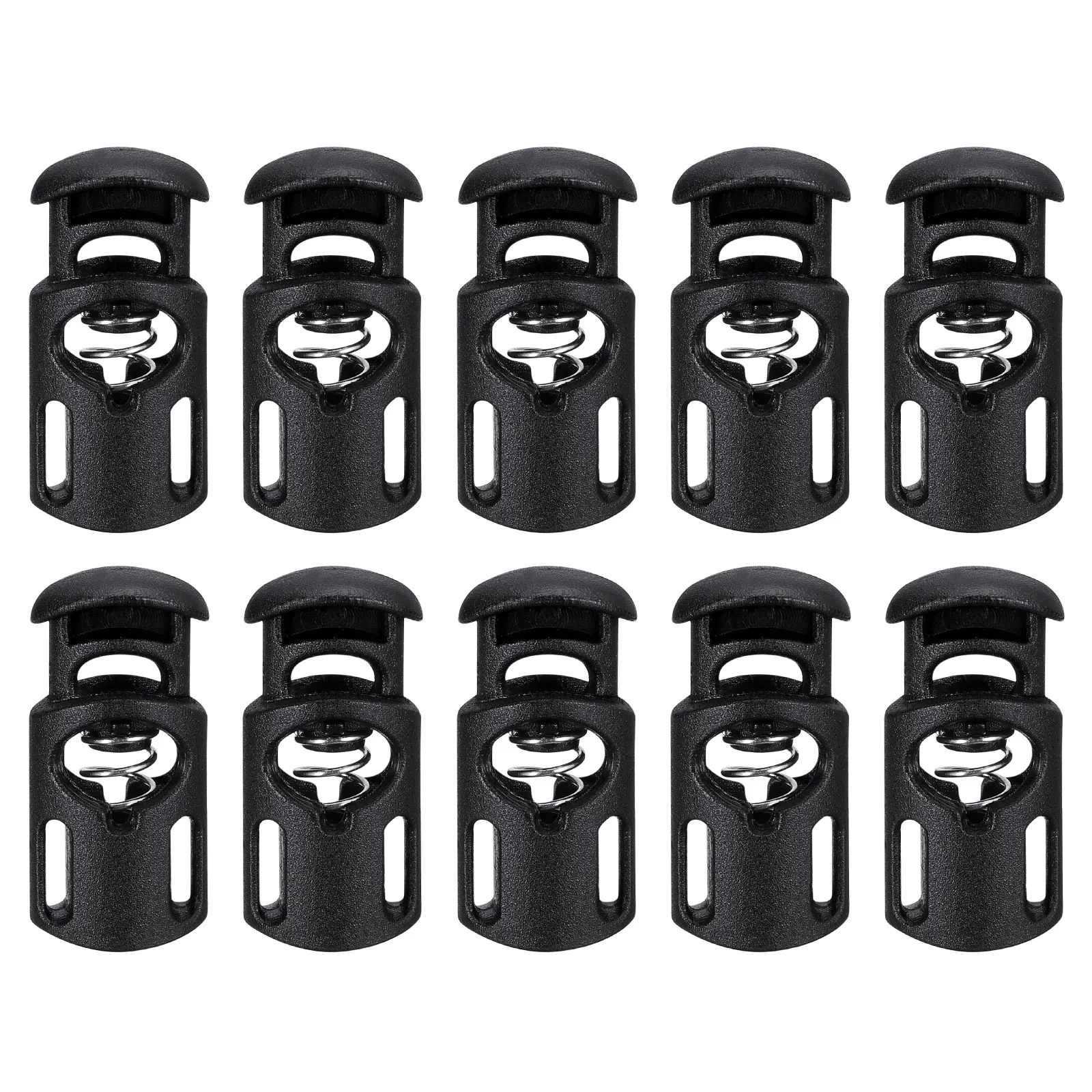 30Pcs Plastic Cord Lock Draw String Single Hole Spring Toggle Stoppers Spring Stop for Backpack Shoelaces Drawstrings 5.5x3mm