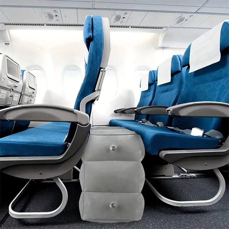 แบบพกพา Inflatable เท้าหมอนสําหรับเดินทางแบบพกพาปรับสามชั้นความสูงสตูลสําหรับเท้าขาเบาะหมอน