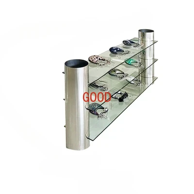 

Clothing Store Water Table Display Buyer Decorative Shoe Bag Shelf Island Shelf Stainless Steel Glass Display Stand