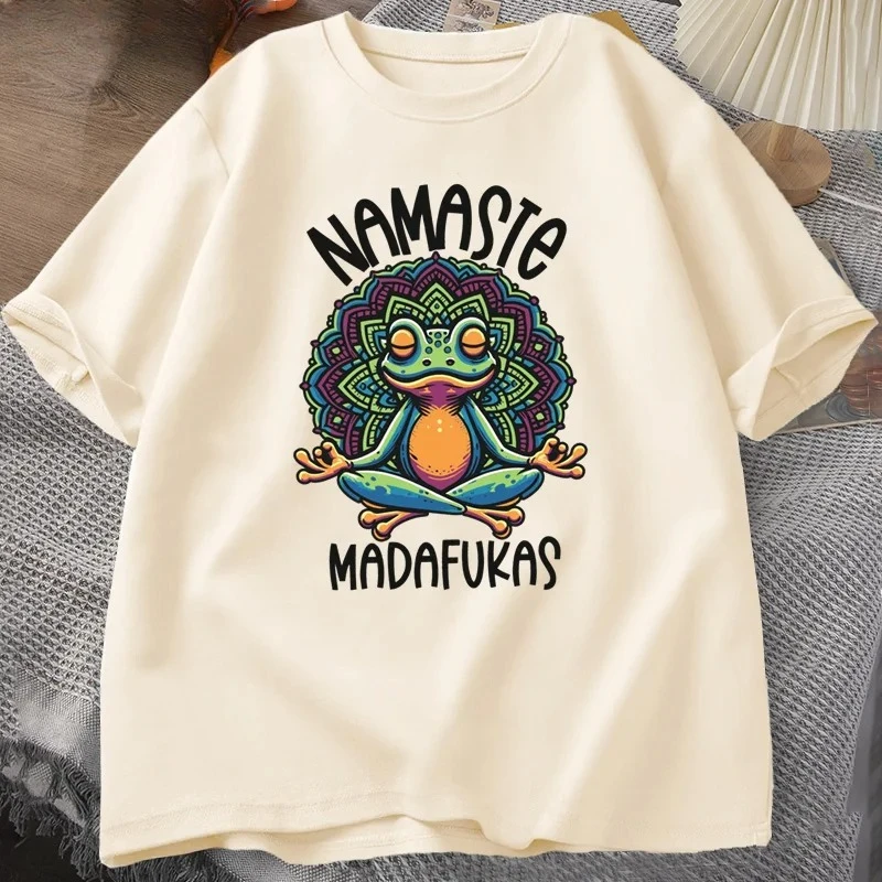 Funny Yoga T Shirt Frog Self Care T-Shirt Short Sleeve Tee Positive Men Women Mens Clothes Streetwear Harajuku Trend T-shirts