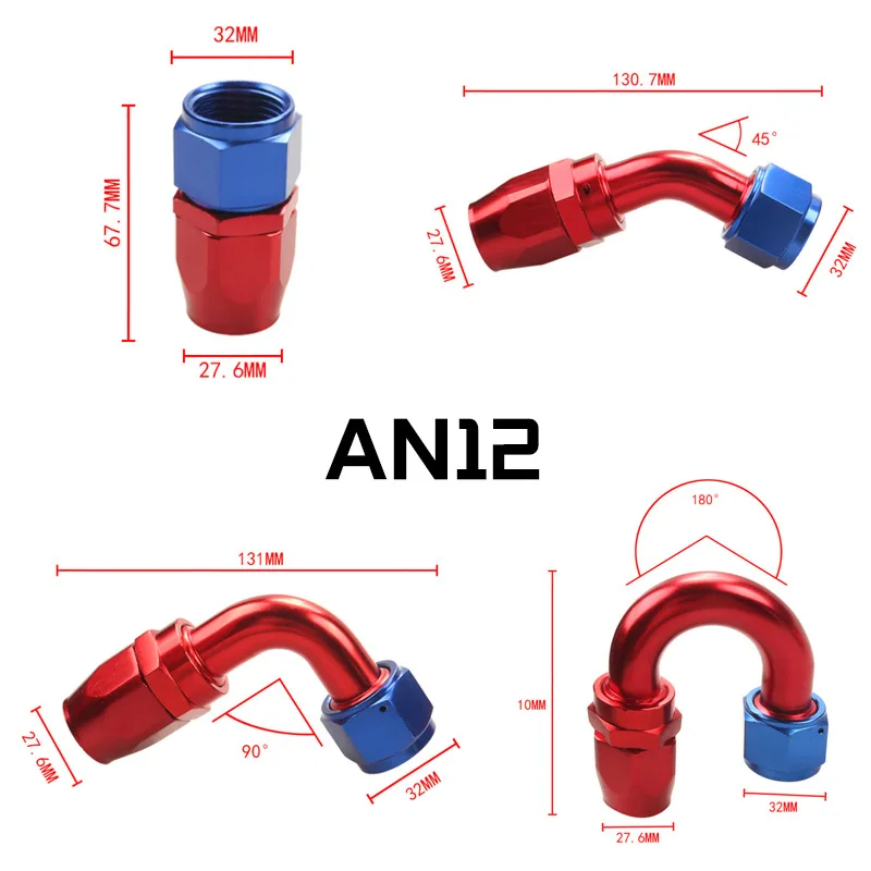 Swivel Hose End Oil Cooler Pipe Fuel Air Line Fitting Adapter AN4 AN6 AN8 AN10 AN12