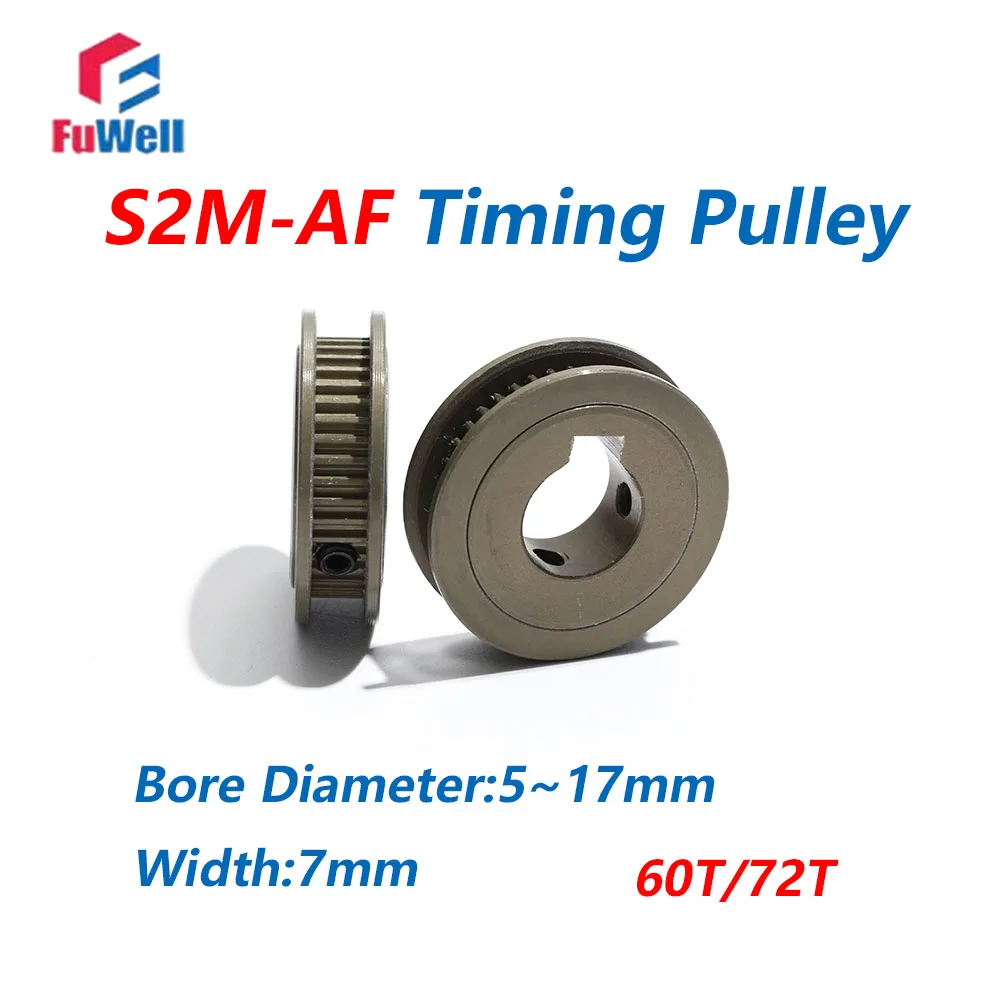 

FuWell Synchronous Pulley S2M 60T/72T Tooth Width 7mm AF Type Synchronous Pulley Aluminum Alloy Hard Oxidation