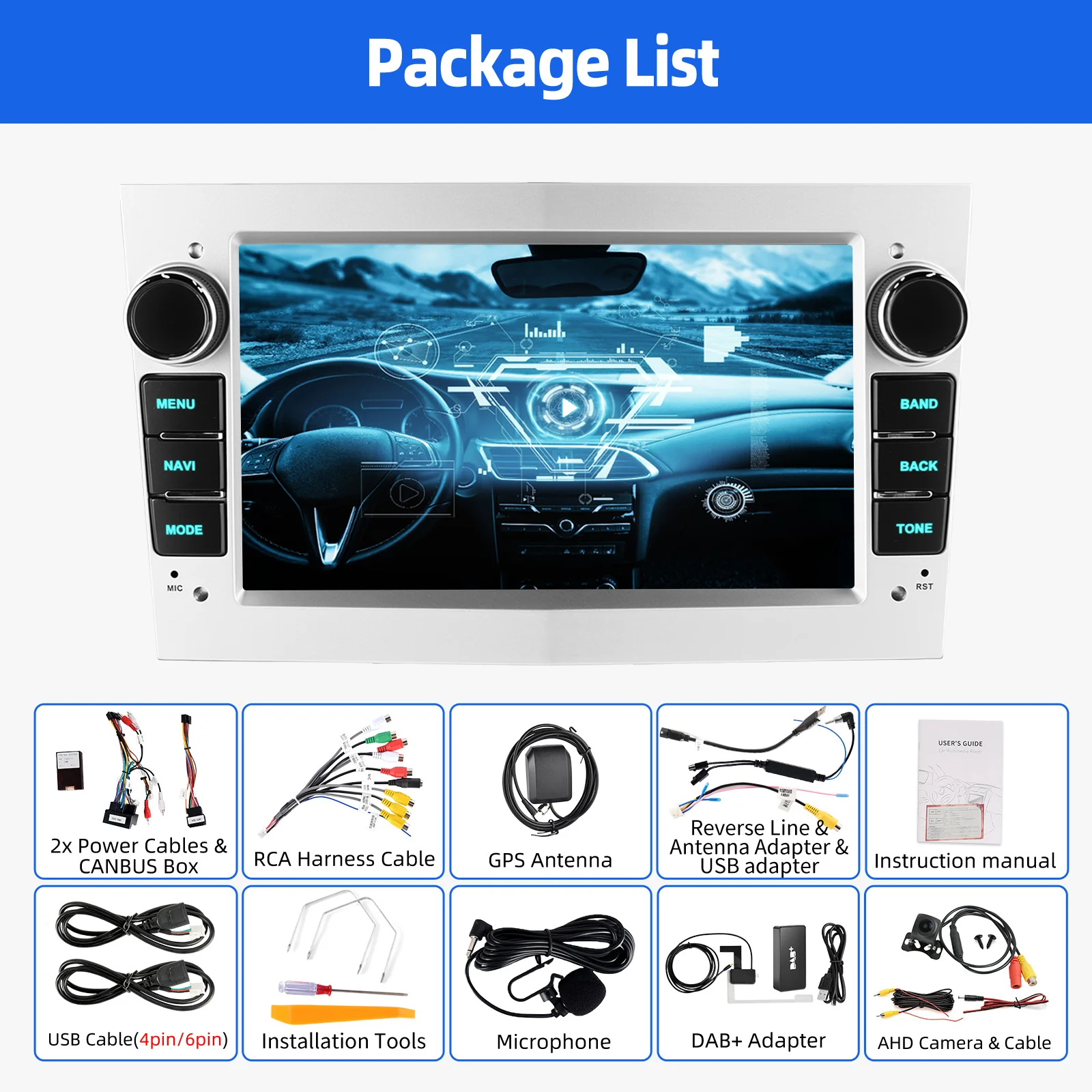 ESSGOO Android 15 Autoradio 4 + 64G Draadloze CarPlay Voor Opel Astra Vectra Vauxhall Vivaro Meriva Antara Zafira Corsa C D
