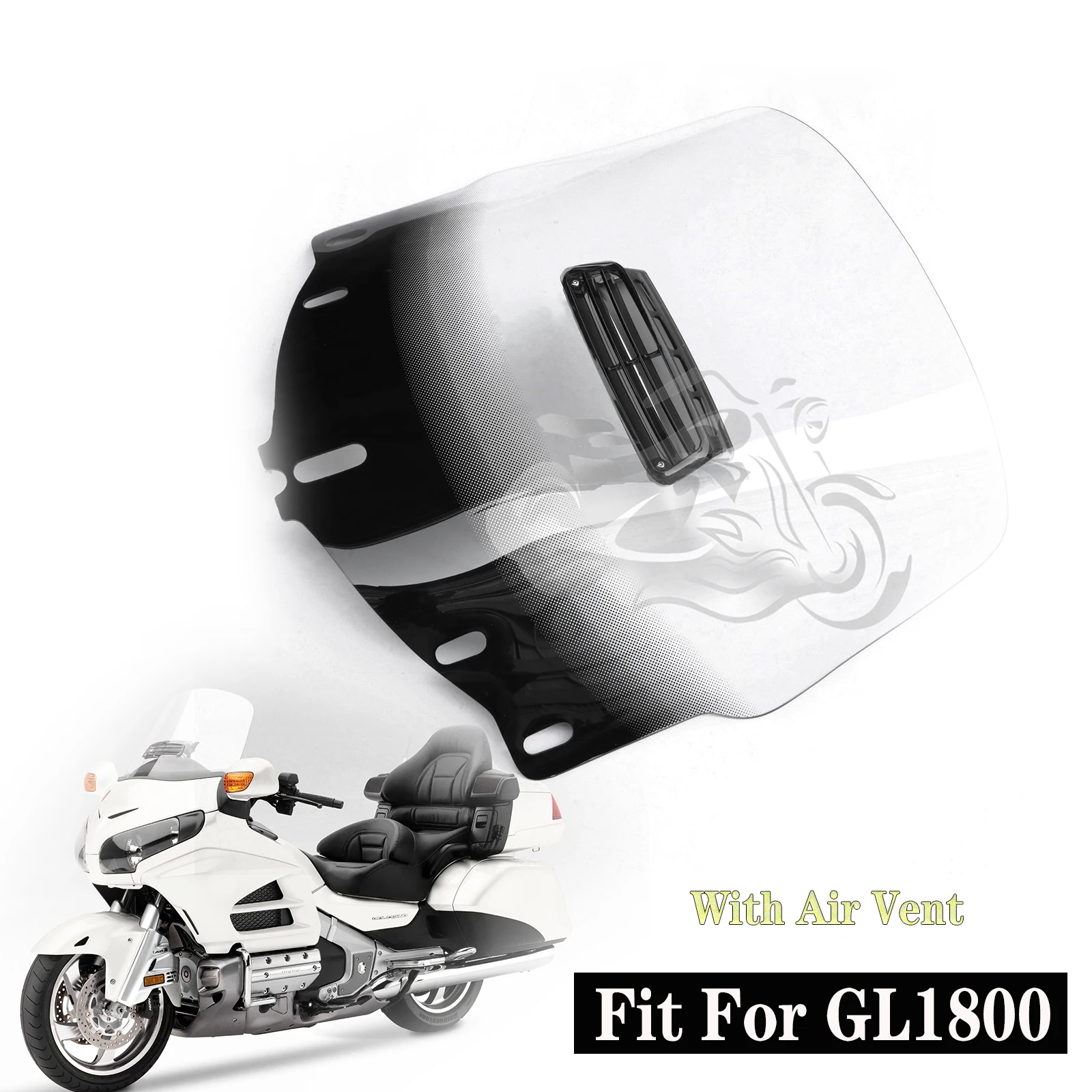 Fit For Honda 2001 - 2017 Goldwing GL1800 Motorcycle Windscreen Windshield Fresh Air Vented GL 1800 2016 2015 2014 2013 2012 11