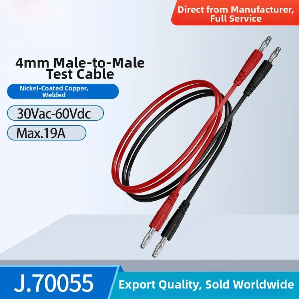 4mm Dual Banana Test Connector for Electrical Measurements Nickel Plated Copper Conductors PVC Molded Insulation Red Black