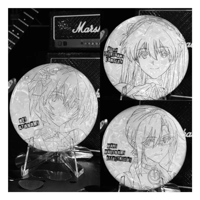 

Anime Peripherals Line Art Ayanami Rei Figure Badge Soryu Asuka Langley Figurine Pin Makinami Mari Illustrious Decoration Toys