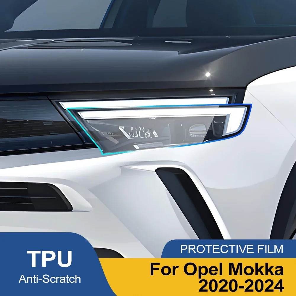 Smoke Black High-Gloss TPU Car Headlight Protective Film for Opel Mokka 2020-2026 Pre-Cut PPF Anti-Scratch Vinyl Wrapping Film