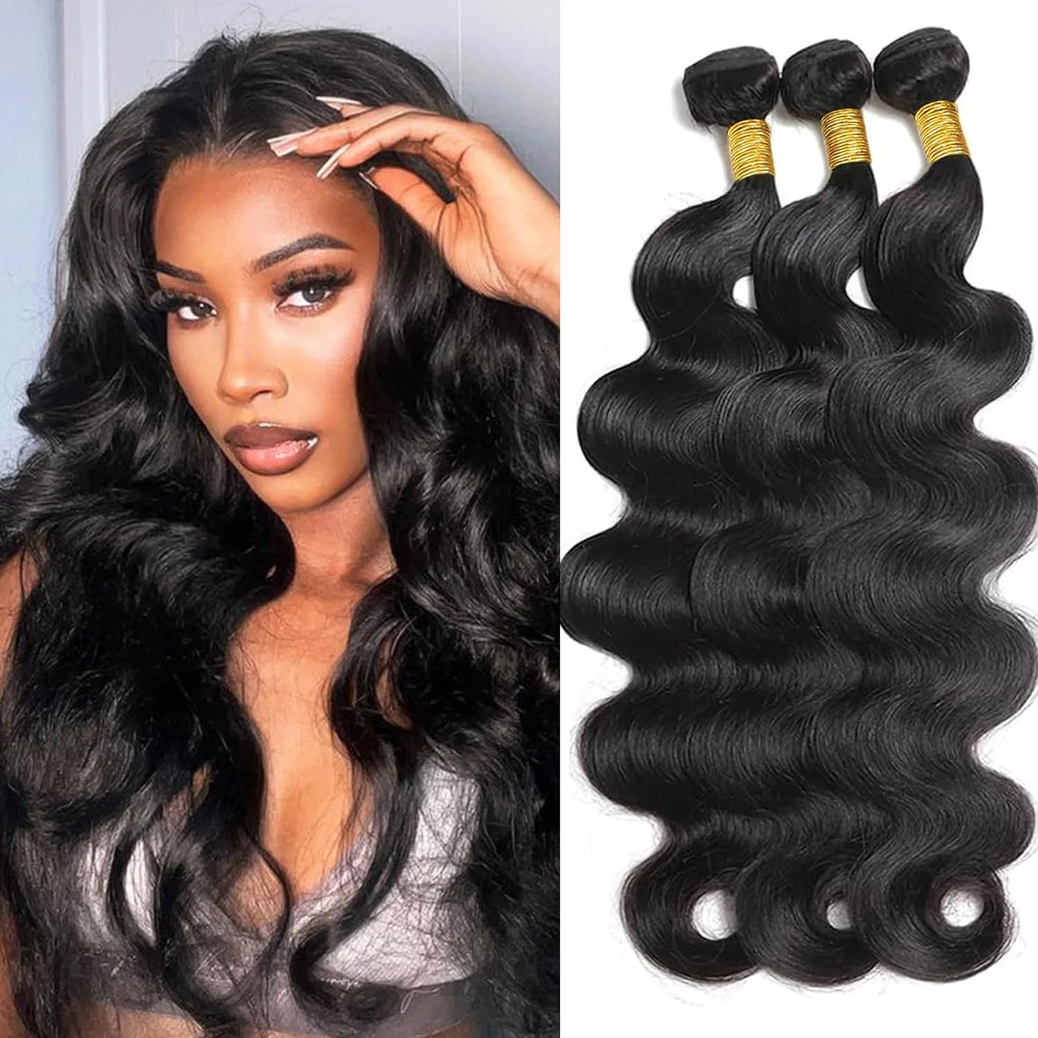 Human Hair Body Wave Bundles Brazilian Human Hair( 22 24 26 Inch)  4 Bundles Human Hair Body Wave Bundles Hair for Black Women