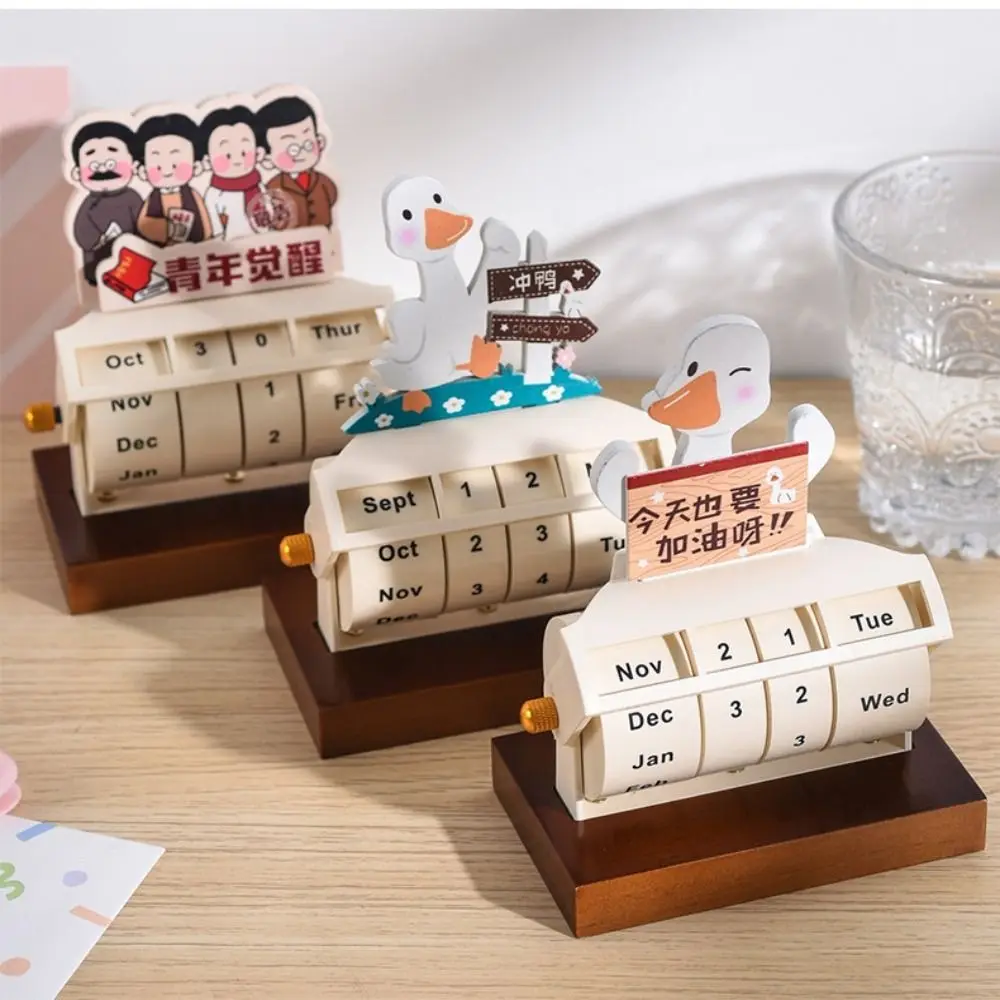 Miniature Art Ornament Perpetual Date Calendar Desktop Ornaments Schedule Reminder Rotating Desk Calendar Adjustable